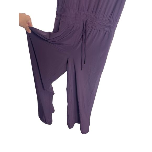 Athleta Women's 8 Agate Purple Revive Workout Travel Zip Drawstring Jumpsuit EUC - Picture 3 of 4
